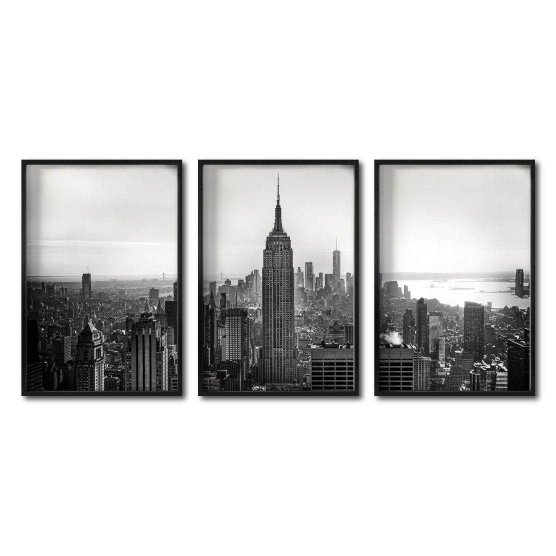 Set Cuadros Decorativos NY 008 -    Triptico New York Manhattan Empire State
