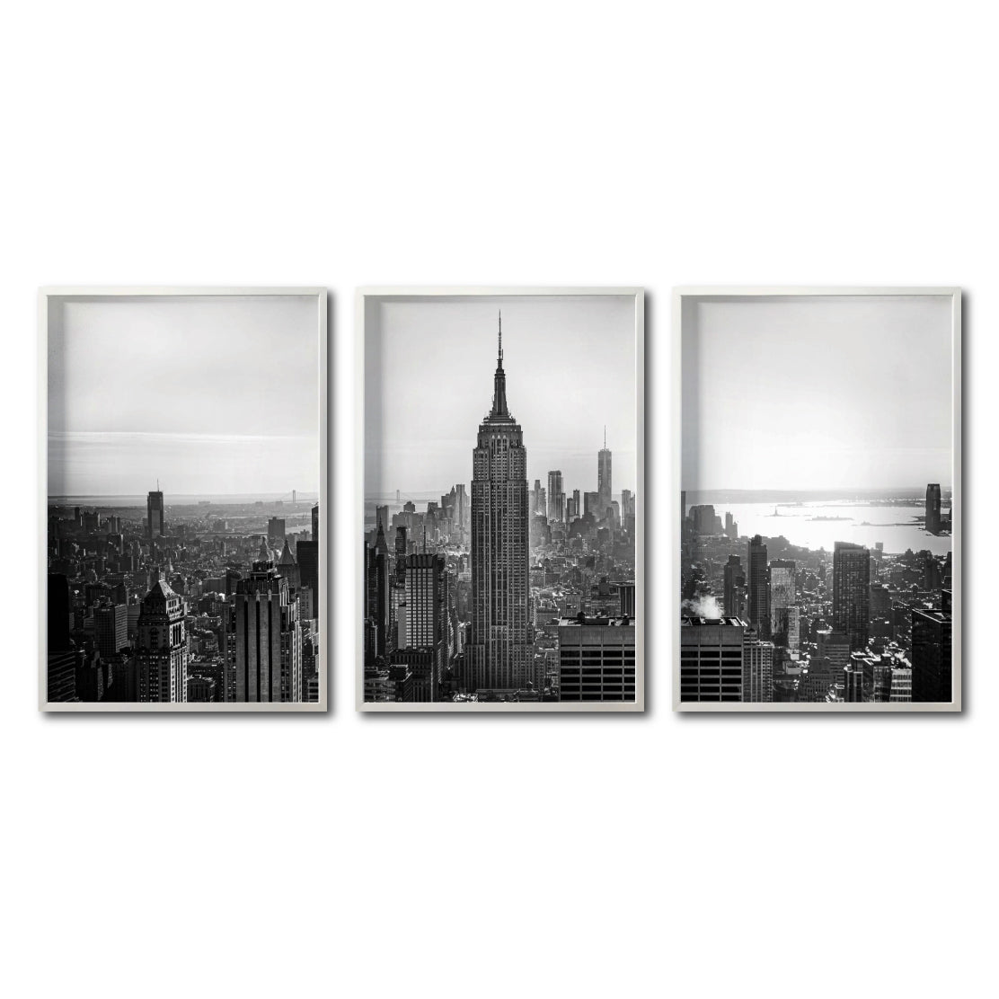 Set Cuadros Decorativos NY 008 -    Triptico New York Manhattan Empire State