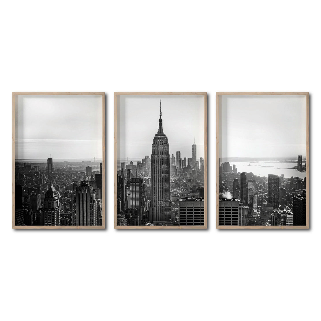 Set Cuadros Decorativos NY 008 -    Triptico New York Manhattan Empire State
