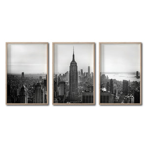 Set Cuadros Decorativos NY 008 -    Triptico New York Manhattan Empire State