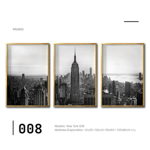 Set Cuadros Decorativos NY 008 -    Triptico New York Manhattan Empire State