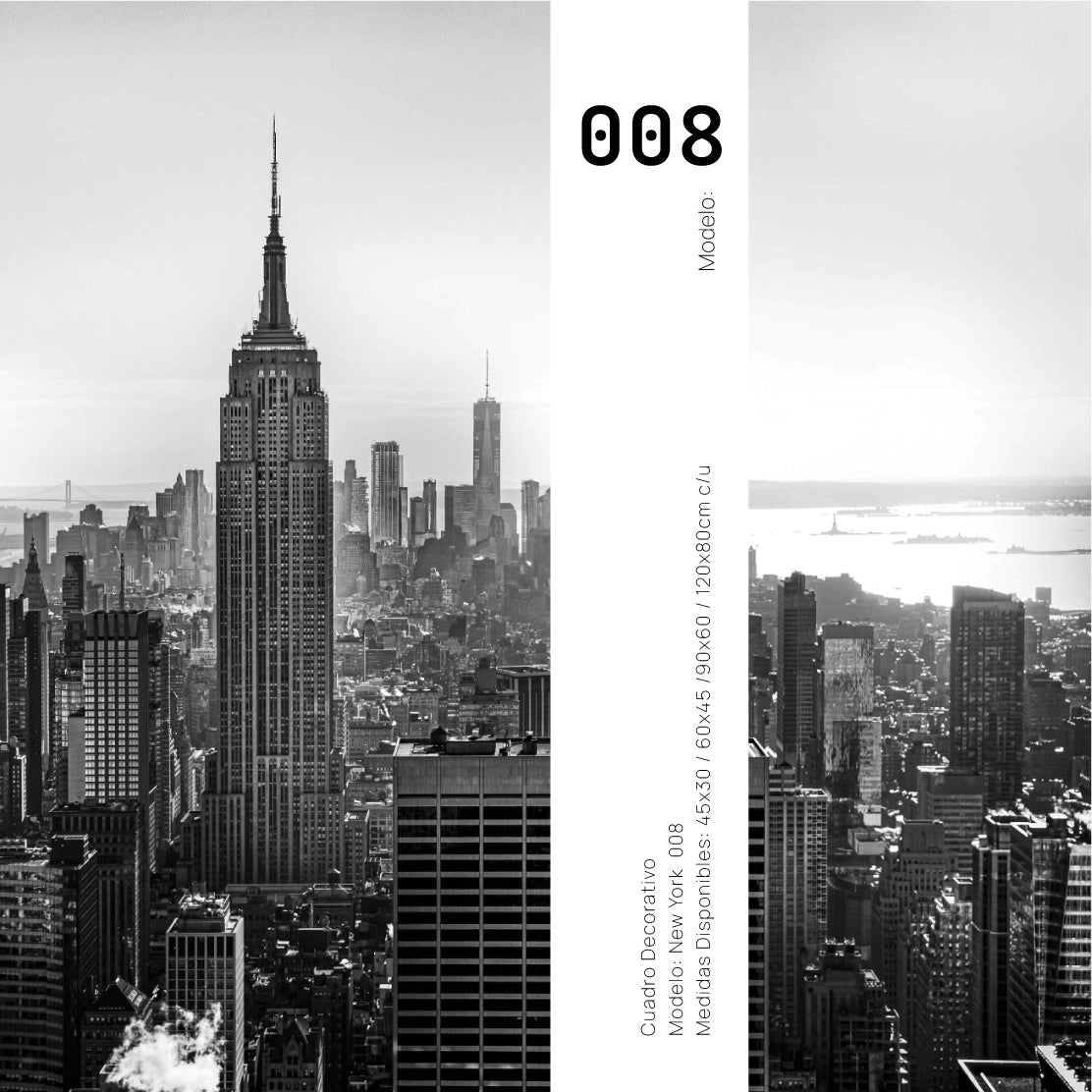 Set Cuadros Decorativos NY 008 -    Triptico New York Manhattan Empire State