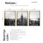 Cargar imagen en el visor de la galería, Set Cuadros Decorativos NY 008 -    Triptico New York Manhattan Empire State

