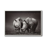 Cargar imagen en el visor de la galería, Cuadro Decorativo Fauna 008 - Pareja Rinocerontes Blanco y Negro
