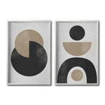 Cargar imagen en el visor de la galería, Set 2 Cuadros Decorativos Abstracto Negro Arena 008 - Arte Geométrico Estilo Boho Minimalista
