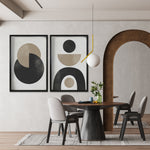 Cargar imagen en el visor de la galería, Set 2 Cuadros Decorativos Abstracto Negro Arena 008 - Arte Geométrico Estilo Boho Minimalista
