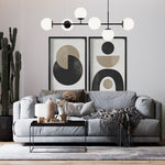 Cargar imagen en el visor de la galería, Set 2 Cuadros Decorativos Abstracto Negro Arena 008 - Arte Geométrico Estilo Boho Minimalista
