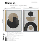 Cargar imagen en el visor de la galería, Set 2 Cuadros Decorativos Abstracto Negro Arena 008 - Arte Geométrico Estilo Boho Minimalista
