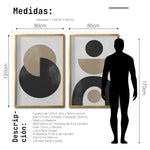 Cargar imagen en el visor de la galería, Set 2 Cuadros Decorativos Abstracto Negro Arena 008 - Arte Geométrico Estilo Boho Minimalista
