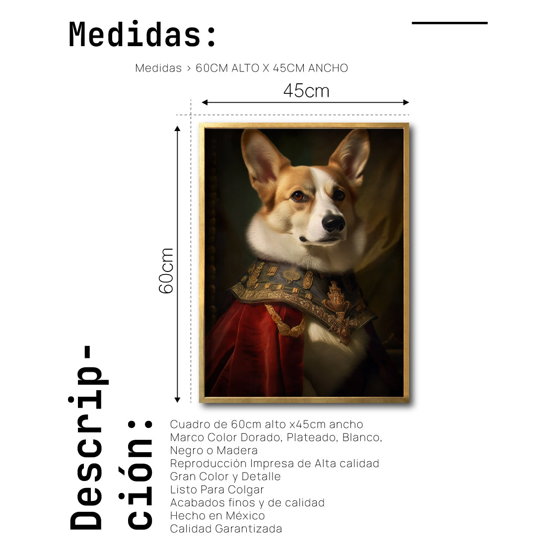 Cuadro Decorativo Perros Epoca 008 - Corgi Aristocrata