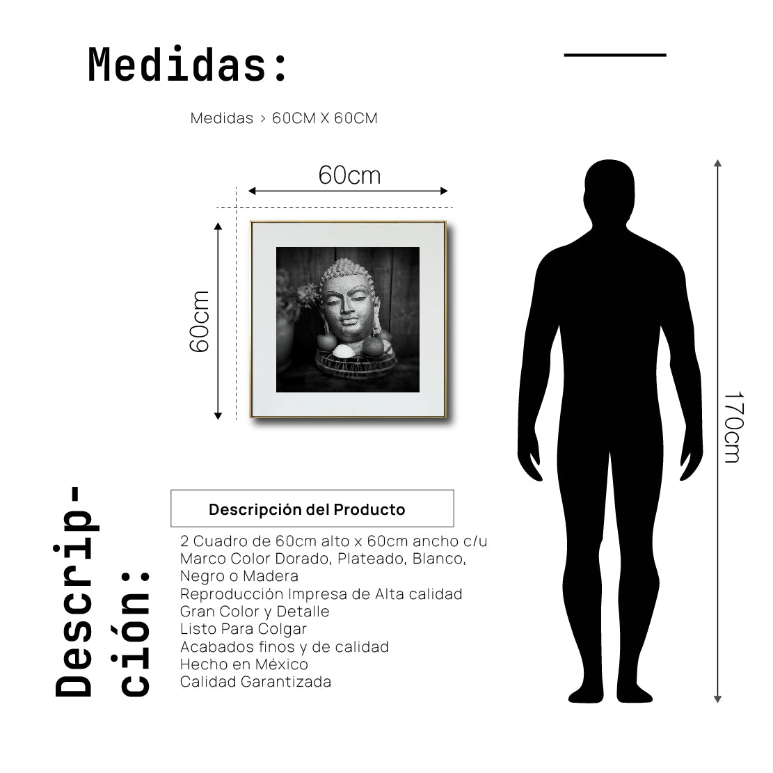 Cuadro Decorativo - Zen 008 - Cabeza de Buda