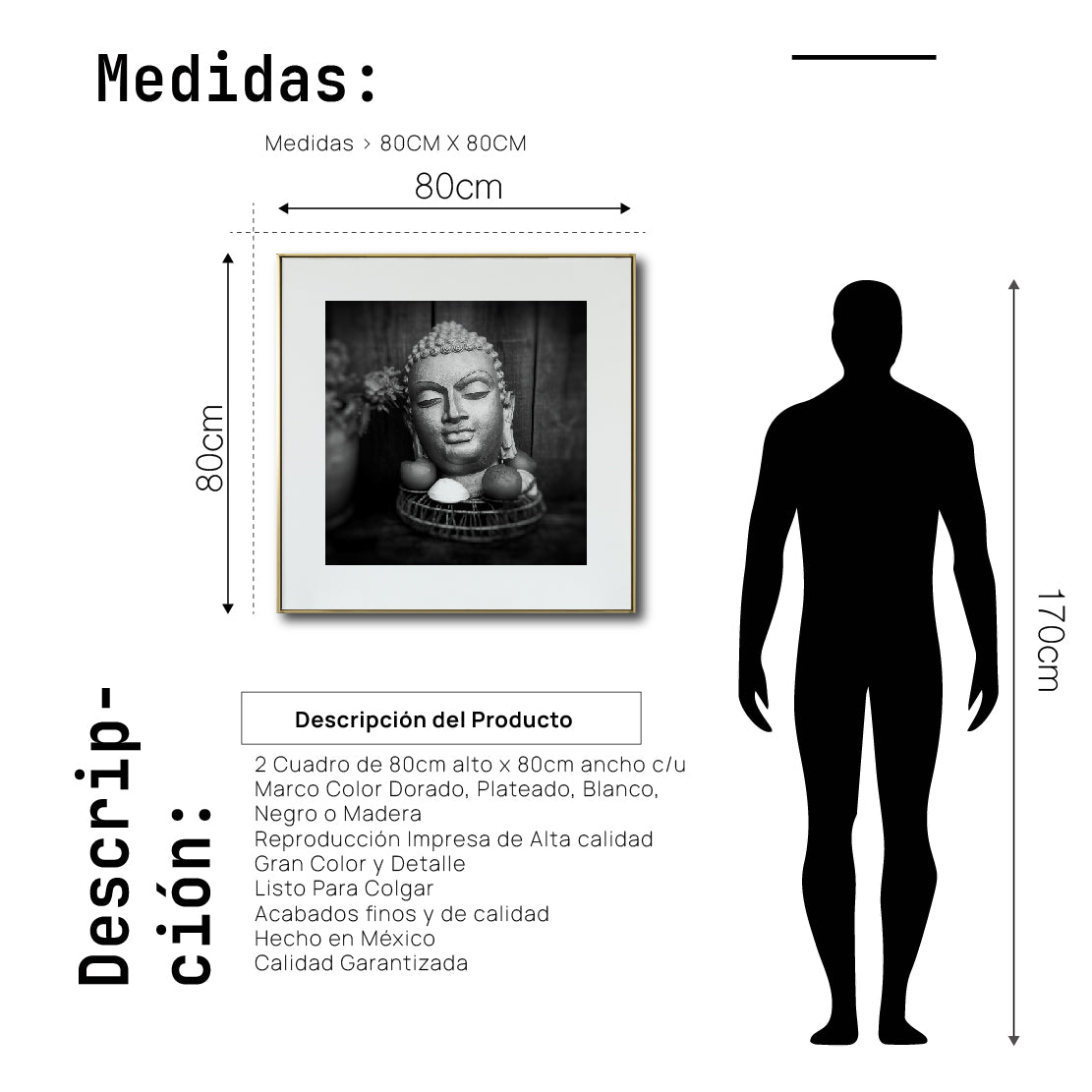 Cuadro Decorativo - Zen 008 - Cabeza de Buda