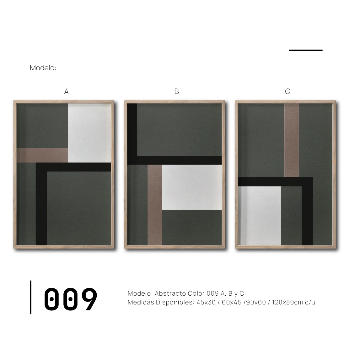 Set 3 Cuadros Decorativos Abstract Colors 009 - Para Credenza