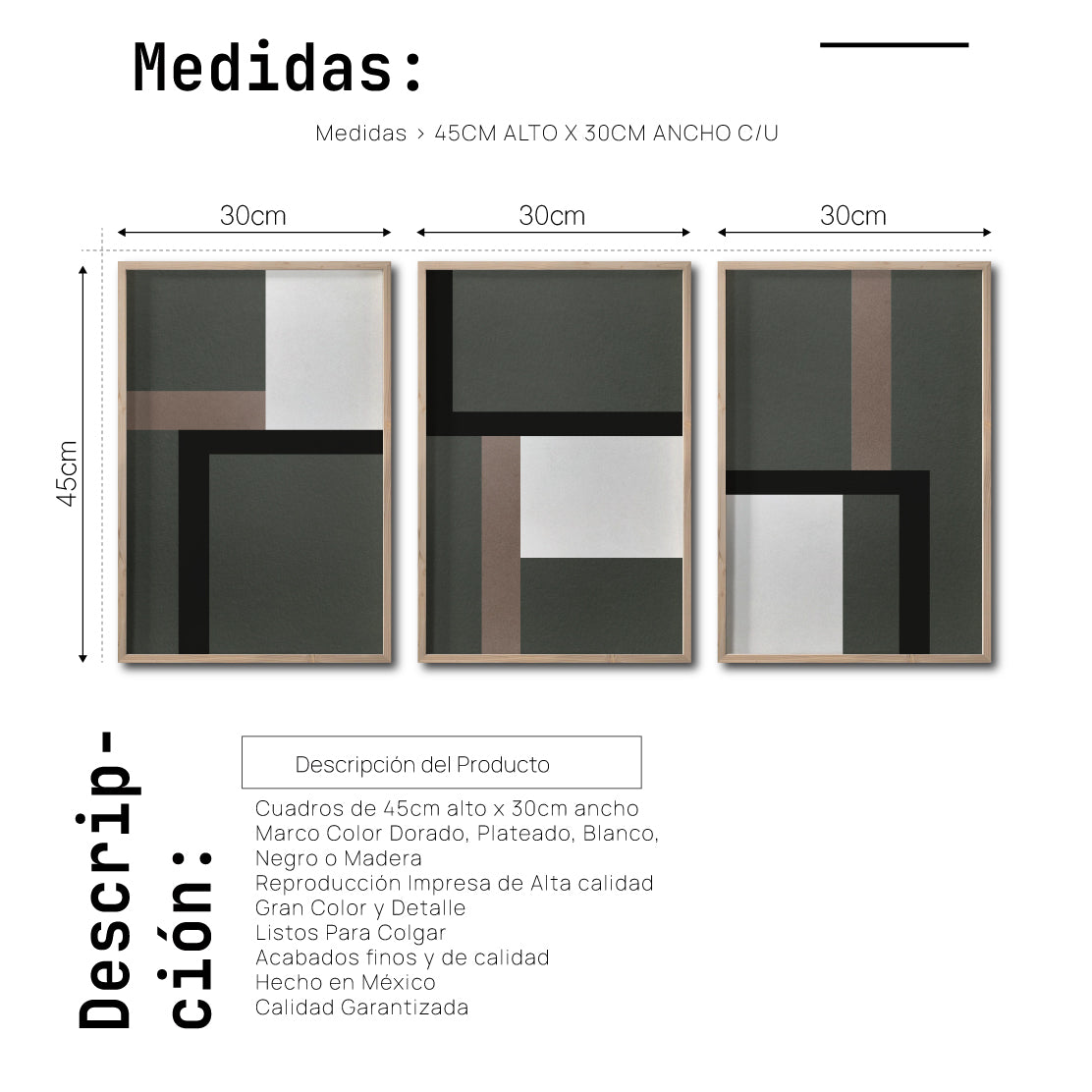 Set 3 Cuadros Decorativos Abstract Colors 009 - Para Credenza