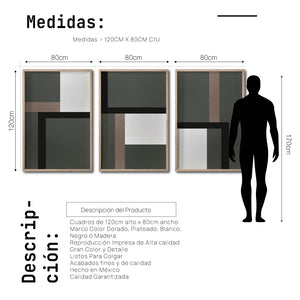 Set 3 Cuadros Decorativos Abstract Colors 009 - Para Credenza