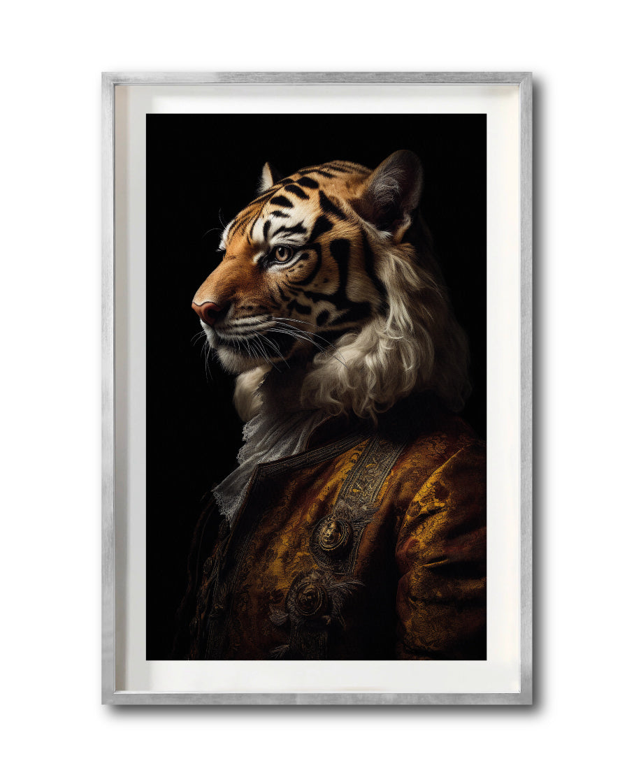 Cuadro Decorativo Animales Época 009 - Caballero Tigre Vintage