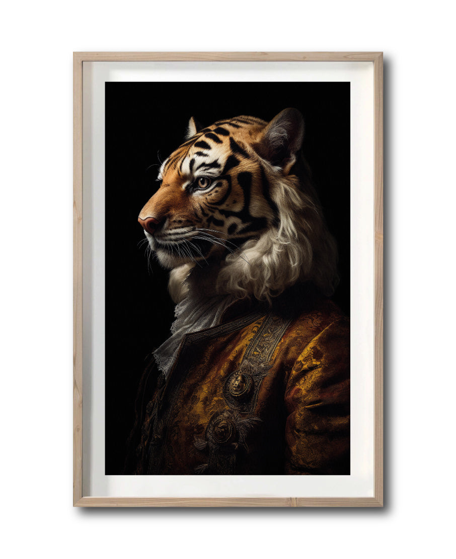 Cuadro Decorativo Animales Época 009 - Caballero Tigre Vintage