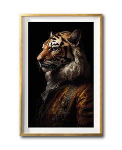 Cuadro Decorativo Animales Época 009 - Caballero Tigre Vintage