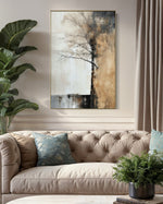 Cargar imagen en el visor de la galería, Cuadro Decorativo Abstracto Negro Arena 2-215 Árbol Minimalista y Elegante en Dorado y Tonos Neutros Oro
