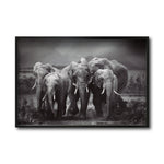 Cargar imagen en el visor de la galería, Cuadro Decorativo Fauna 009 - Familia Elefantes Blanco y Negro
