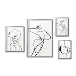 Cargar imagen en el visor de la galería, Set 4 Cuadros Decorativos Abstracto Negro Arena 009 - Trazo Línea Continua Siluetas Femeninas Estilo Boho Minimalista
