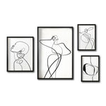 Cargar imagen en el visor de la galería, Set 4 Cuadros Decorativos Abstracto Negro Arena 009 - Trazo Línea Continua Siluetas Femeninas Estilo Boho Minimalista
