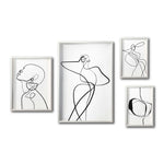 Cargar imagen en el visor de la galería, Set 4 Cuadros Decorativos Abstracto Negro Arena 009 - Trazo Línea Continua Siluetas Femeninas Estilo Boho Minimalista
