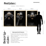 Cargar imagen en el visor de la galería, Set 3 Cuadros Decorativos Black Woman 009 - Mujer Negra Africana con Dorado
