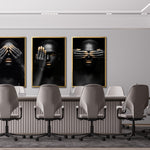 Cargar imagen en el visor de la galería, Set 3 Cuadros Decorativos Black Woman 009 - Mujer Negra Africana con Dorado

