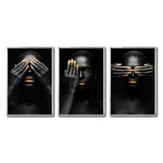 Cargar imagen en el visor de la galería, Set 3 Cuadros Decorativos Black Woman 009 - Mujer Negra Africana con Dorado
