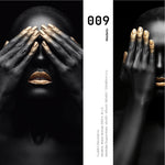 Cargar imagen en el visor de la galería, Set 3 Cuadros Decorativos Black Woman 009 - Mujer Negra Africana con Dorado
