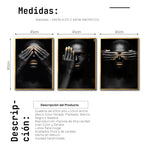 Cargar imagen en el visor de la galería, Set 3 Cuadros Decorativos Black Woman 009 - Mujer Negra Africana con Dorado
