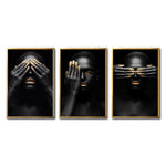 Cargar imagen en el visor de la galería, Set 3 Cuadros Decorativos Black Woman 009 - Mujer Negra Africana con Dorado
