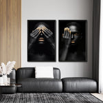 Cargar imagen en el visor de la galería, Set 3 Cuadros Decorativos Black Woman 009 - Mujer Negra Africana con Dorado
