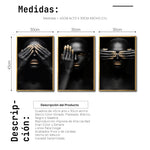 Cargar imagen en el visor de la galería, Set 3 Cuadros Decorativos Black Woman 009 - Mujer Negra Africana con Dorado
