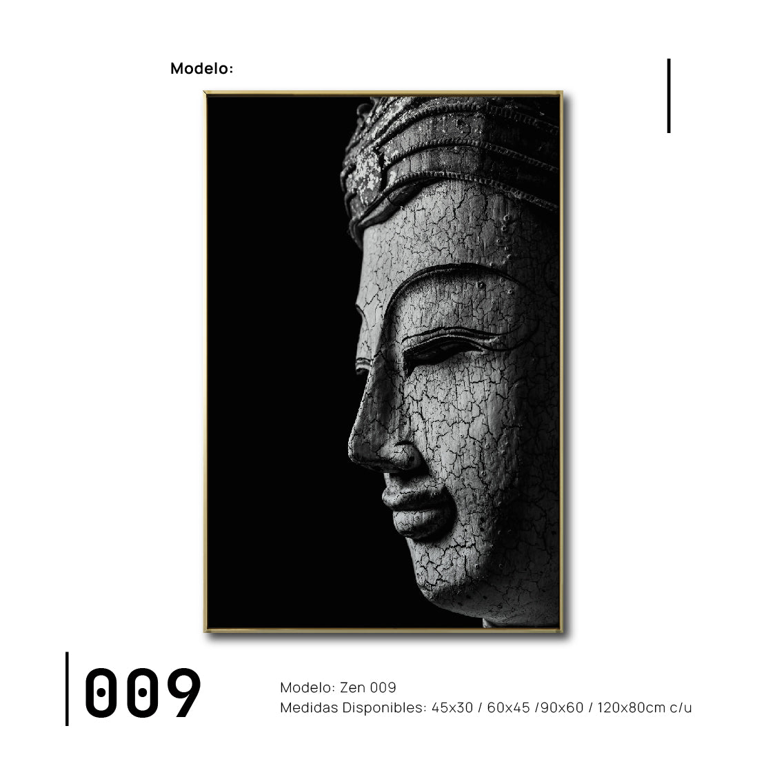 Cuadro Decorativo - Zen 009 - Buda en Meditación - Fondo Negro