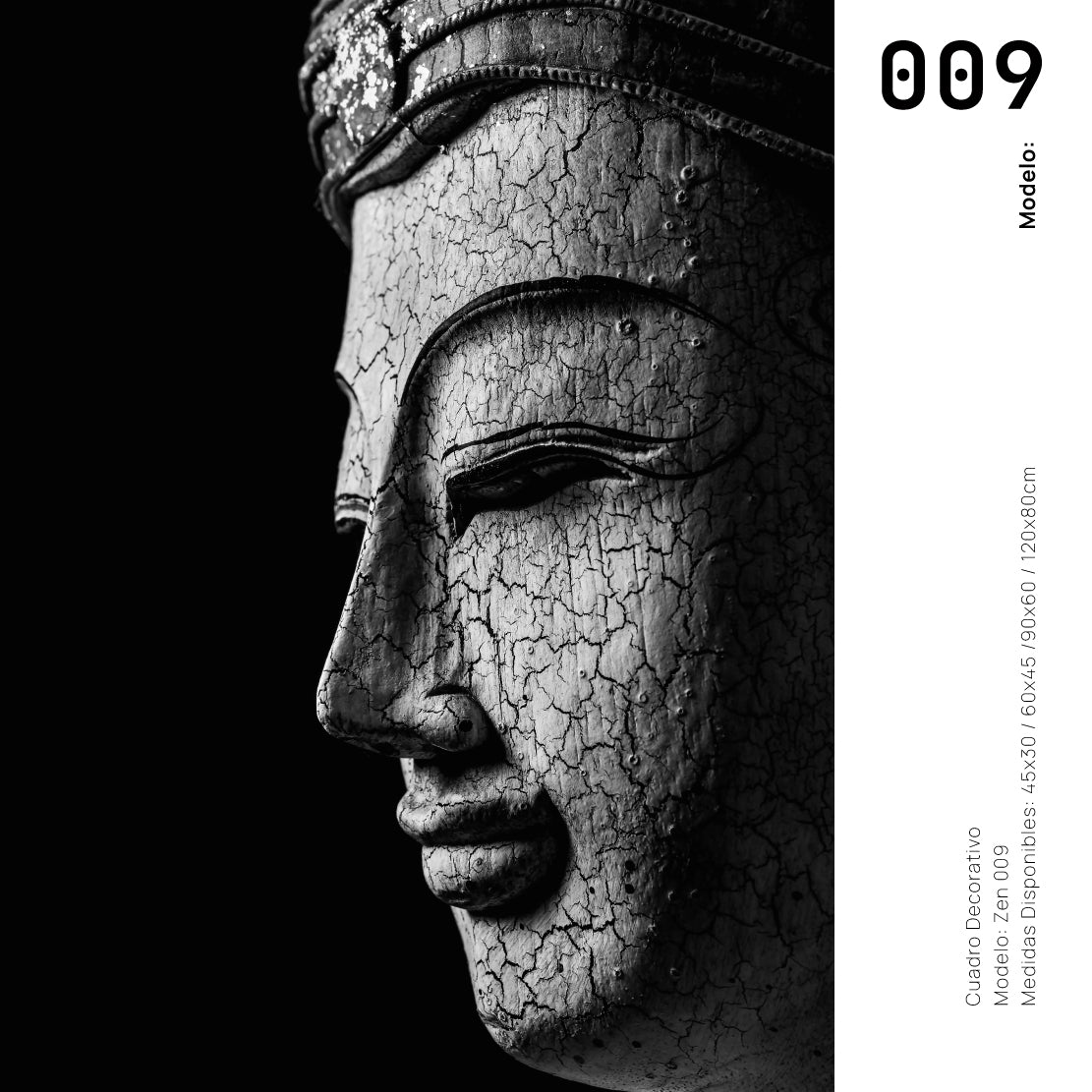 Cuadro Decorativo - Zen 009 - Buda en Meditación - Fondo Negro