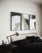 Cargar imagen en el visor de la galería, Set Cuadros Decorativos Abstracto Negro Arena 2 - 243 - Triptico Moderno y Elegante Estilo Nordico Boho Tonos Neutros
