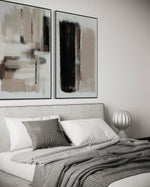 Cargar imagen en el visor de la galería, Set Cuadros Decorativos Abstracto Negro Arena 2 - 204 - Díptico Moderno y Minimalista estilo Nordico En Tonos Neutros Beige, Negro y Blanco
