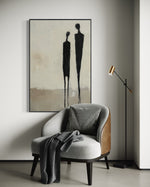 Cargar imagen en el visor de la galería, Cuadro Decorativo Abstracto Negro Arena 2- 225 Siluetas de Pareja Arte Moderno y Minimalista en Tonos Neutros
