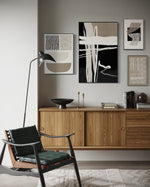 Cargar imagen en el visor de la galería, Set Cuadros Decorativos Abstracto Negro Arena 2-218 B - 4piezas Minimalistas Arte Moderno Estilo Nordico en Tonos Neutros
