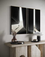 Cargar imagen en el visor de la galería, Set Cuadros Decorativos Abstracto Negro Arena 2 - 237 - Diptico Siluetas Humanas Arte Moderno Minimalista Puertas Estilo Nordico Tonos Neutros
