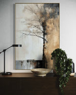 Cargar imagen en el visor de la galería, Cuadro Decorativo Abstracto Negro Arena 2-215 Árbol Minimalista y Elegante en Dorado y Tonos Neutros Oro

