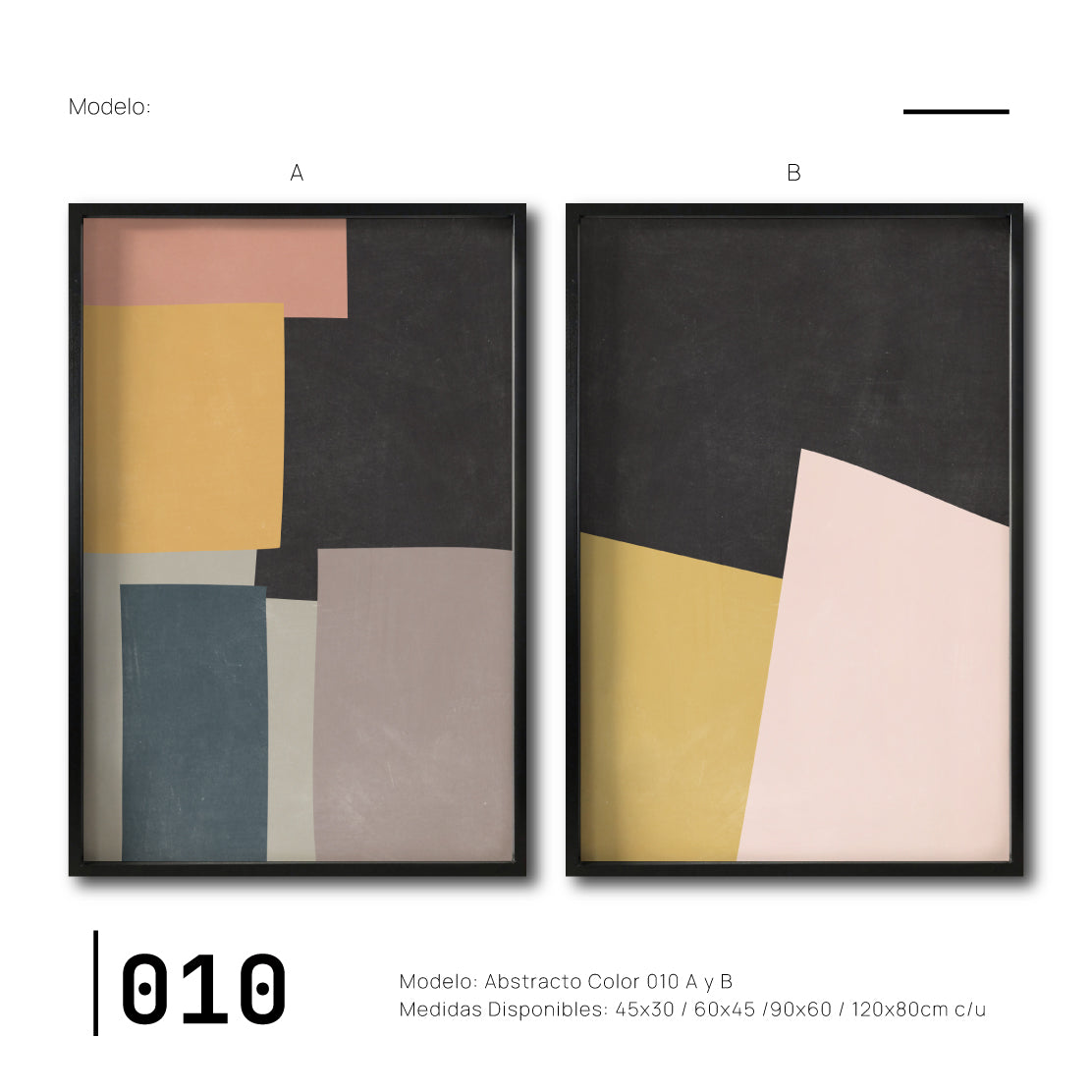 Set 2 Cuadros Decorativos Abstract Colors 010 - Para Estudio