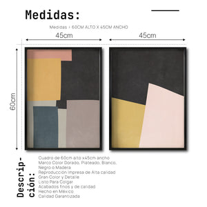 Set Cuadros Decorativos Abstract Colors 010 - Para Recámara