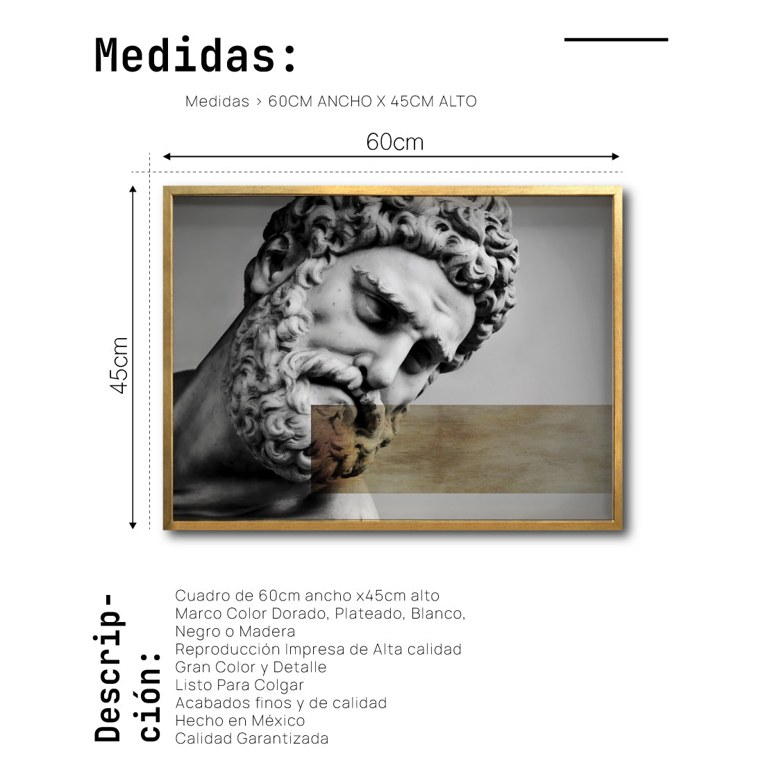 Cuadro Decorativo Escultura 010 Hércules para Recámara