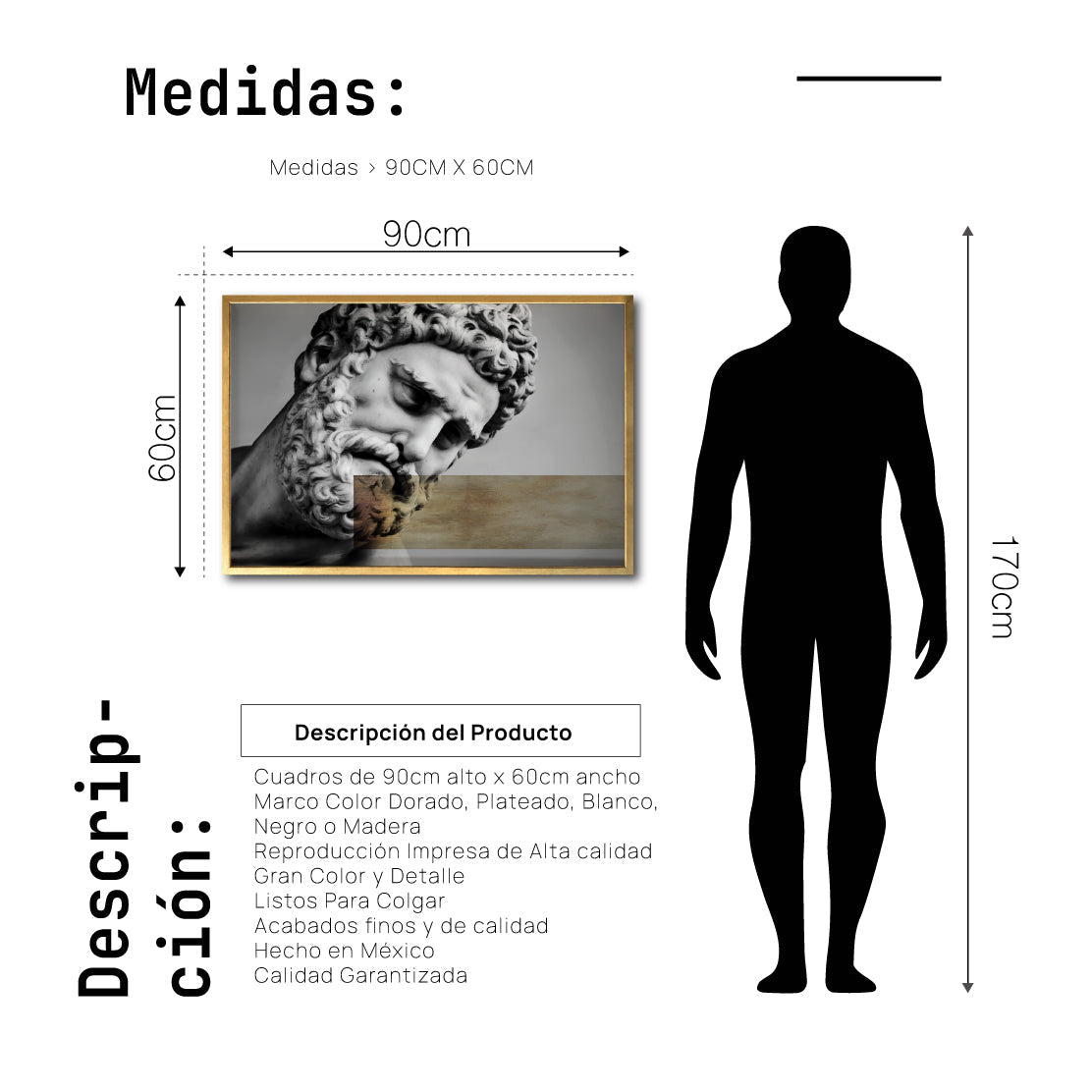 Cuadro Decorativo Escultura 010 Hércules para Recámara