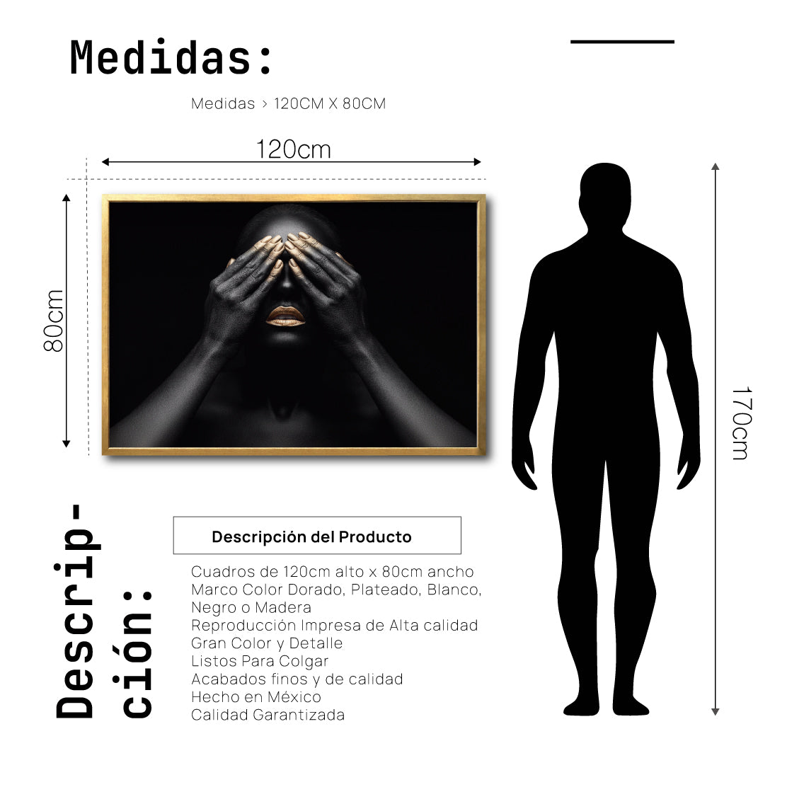 Cuadro Decorativo Black Woman 010 - - Mujer Negra Africana con Dorado