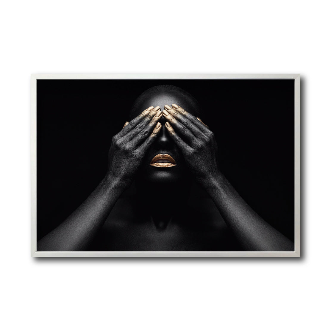 Cuadro Decorativo Black Woman 010 - - Mujer Negra Africana con Dorado
