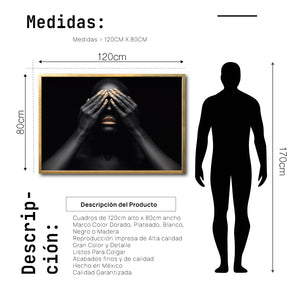Cuadro Decorativo Black Woman 010 - - Mujer Negra Africana con Dorado